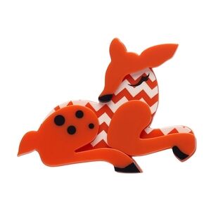 Vibrant Orange Chevron Deer Brooch Dot The Dozing Deer Brooch Erstwilder